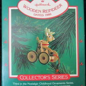Vintage NIB 1986 Hallmark Collector's Series 'Wooden Reindeer' #3